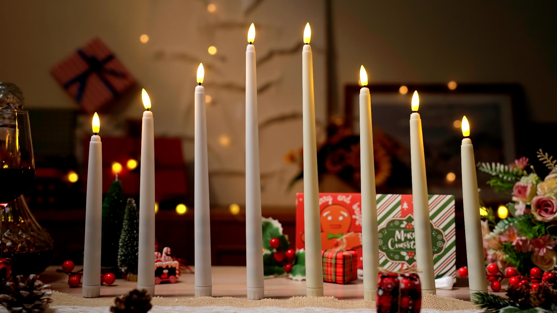 Image of Baquler 40 Pcs Flameless Taper Candles LED Flickering Taper Candlesticks Bulk Battery Operated Flameless Candle for Wedding Halloween Christmas Birthday Decoration, 8.5 /9.7 /10.8 /12.8 Inch (White)