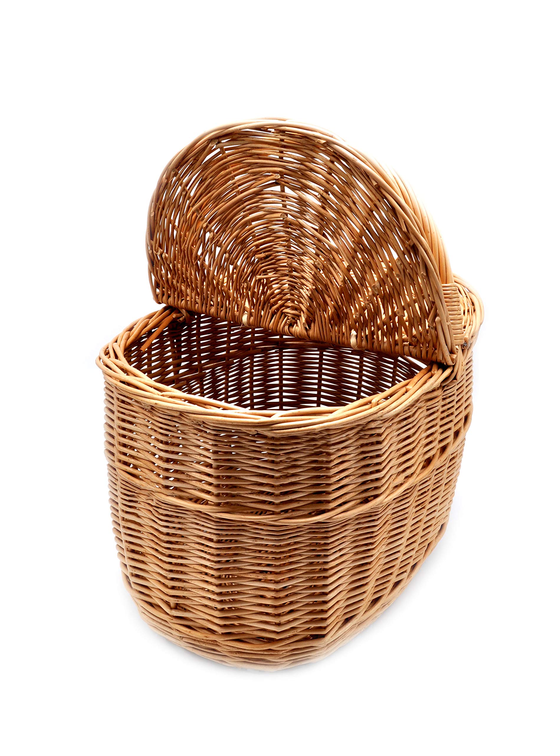 Einkaufskorb Korb Picknickkorb Tragekorb mit 2 Deckeln Weidenkorb Vollweide geflochten mit Stoffeinlage 40/30/23cm (40 mit Henkel) K12-027-SB