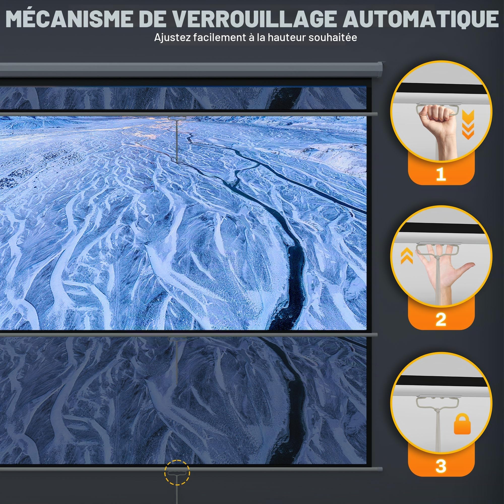 HOMCOM Écran de Projection 120" 1:1 223x8x223cm Blanc