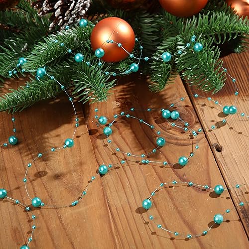 Miniatura 14 de Pangda Guirnalda de perlas artificiales de 65.6 pies para árbol de Navidad, cadena de hilos de cuentas de plástico, adorno para boda, fiesta de Rosa