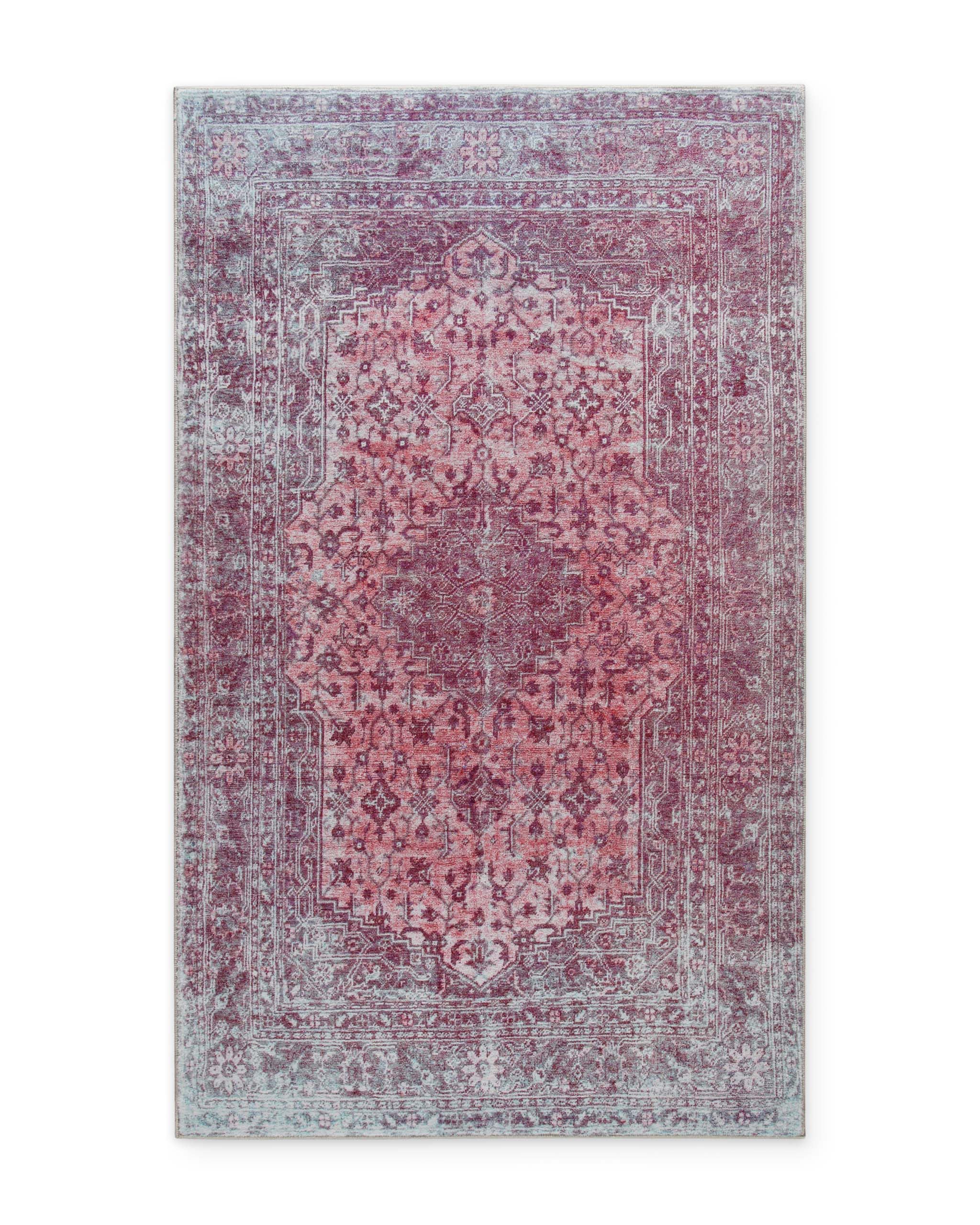 Wecon Home Badteppich Ralph, 80 x 150 cm, Pastell violett | orientalisches Vintage Design, rutschfester TPE-Rücken, waschbar bis 30 °C, OEKO-TEX® zertifiziert