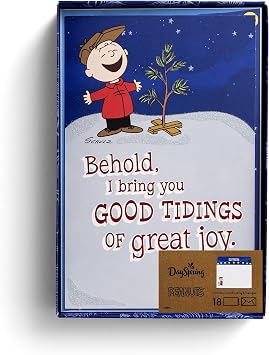 DaySpring - Peanuts Christmas - Good Tidings of Great Joy - 18 Christmas Boxed Cards & Envelopes, KJV