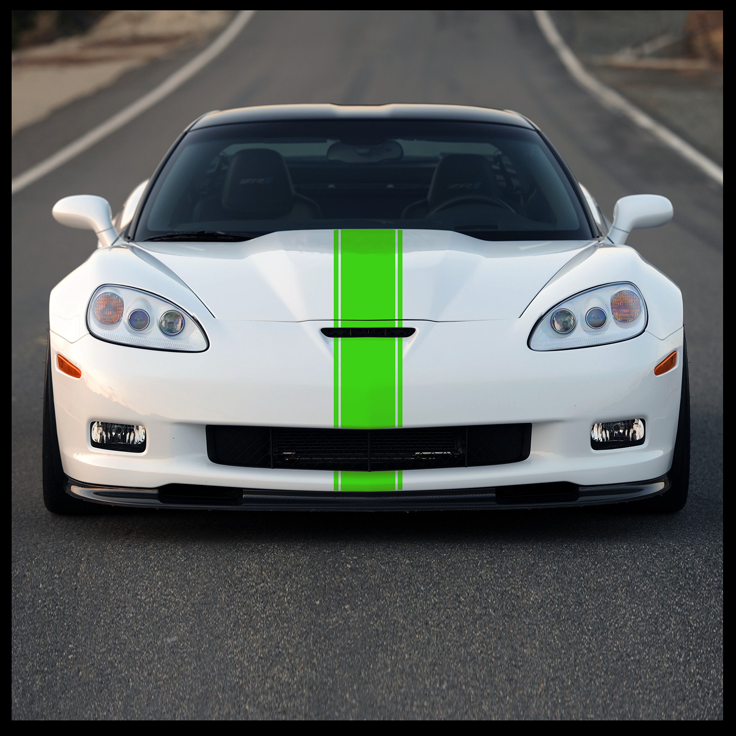 Sticker Connection | Racing Stripes | Hood Rally Vinyl Race Stripes | (7"x72", Lime Green)