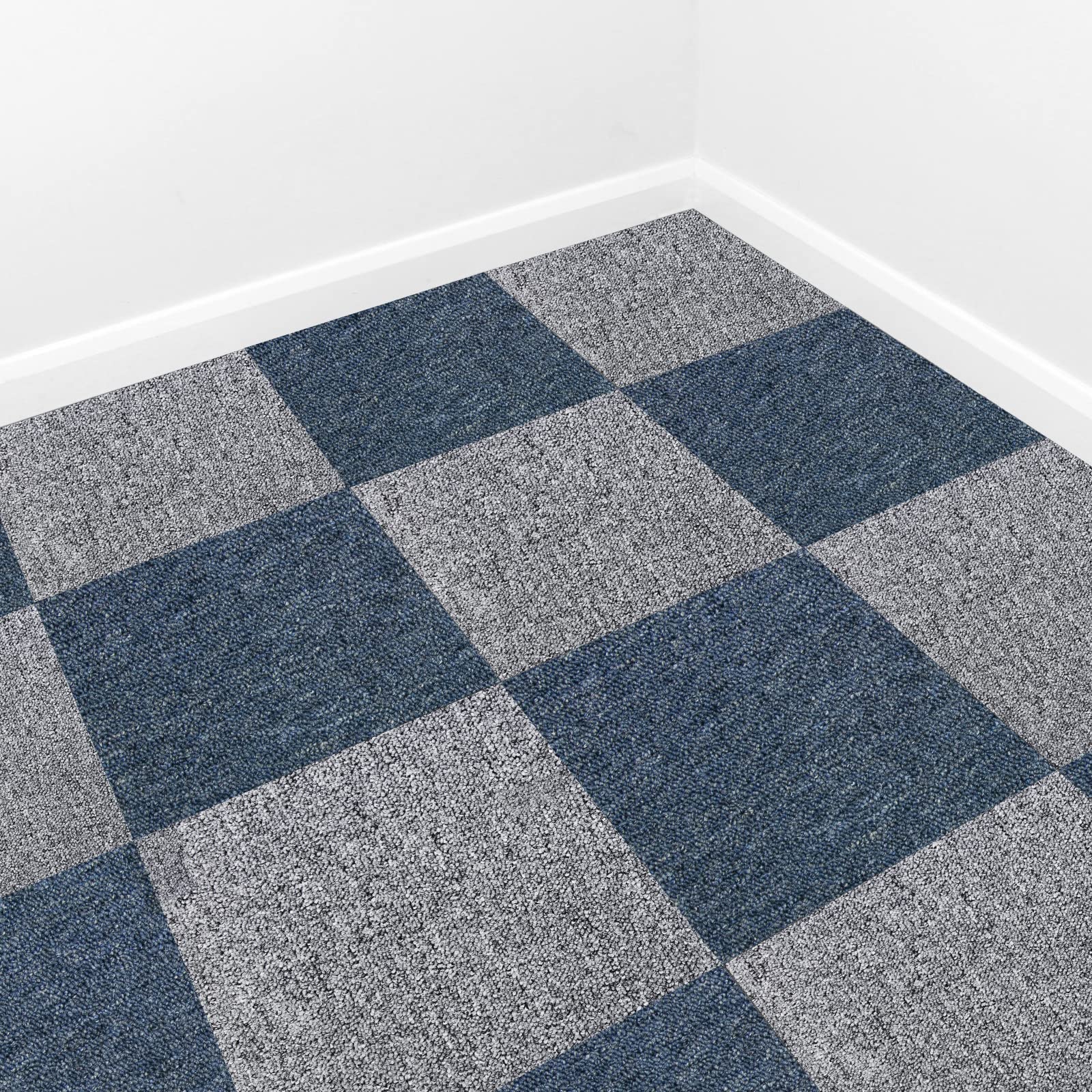 MonsterShop 40 Stück Teppichfliesen Bodenfliesen Teppich 50 x 50 cm für 10 m² in Blau & Grau