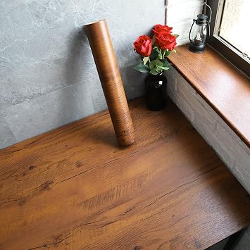 EeeComing Contact Paper Countertop Peel and Stick Wallpaper Wood Brown Wall Paper Wood Grain Contact Papers Removable Wallpaper Waterproof Self Adhesive Wallpapers Roll 393.7Inx15.7In