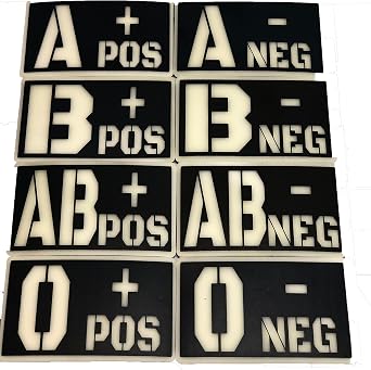 IdentiFire PVC Rubber Blood Type Patch - Photoluminescent and Reflective