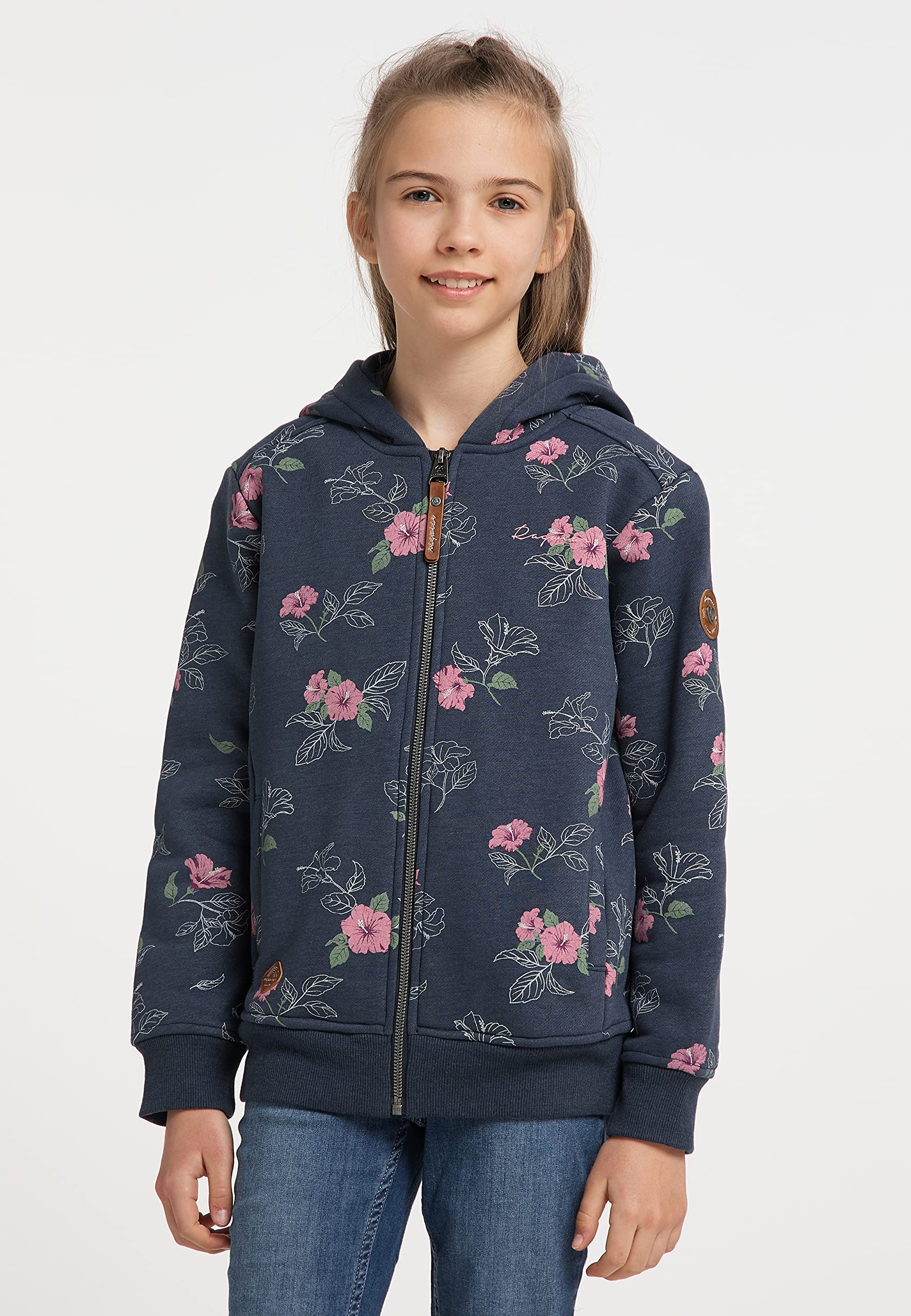 Ragwear THEA Flowers Zip Sudaderas para niña 100% vegana Streetwear