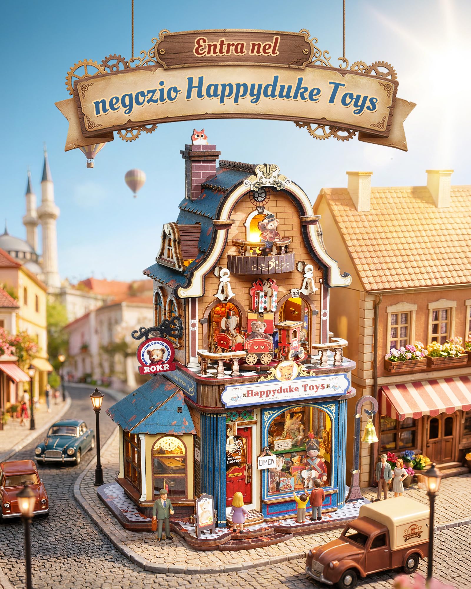 ROKR Happyduke Toy Shop Puzzle 3D in Legno per Adulti, EAM01 | Regalo per adulti,Miniatura decorativa per scrivania