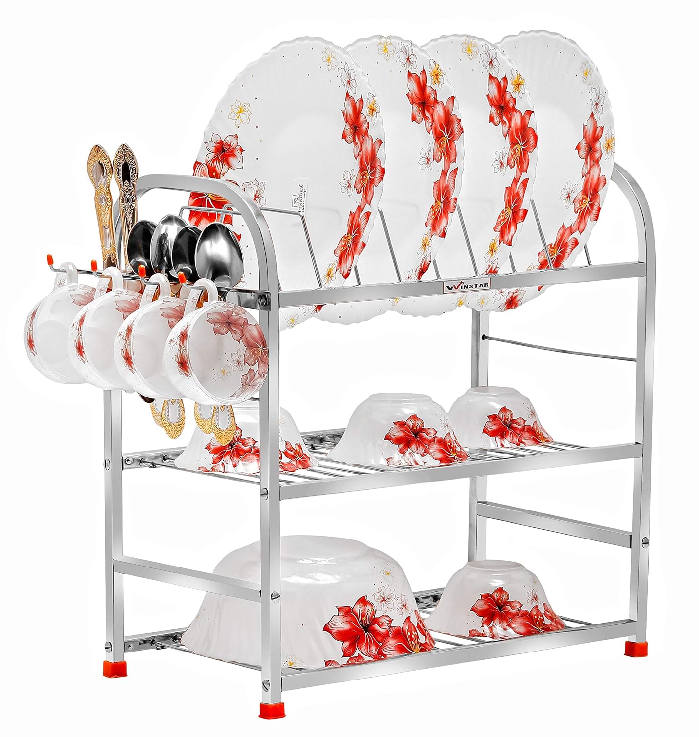 WINSTAR Stainless Steel 3 Shelf Wall Mount Kitchen Utensils Rack Dish