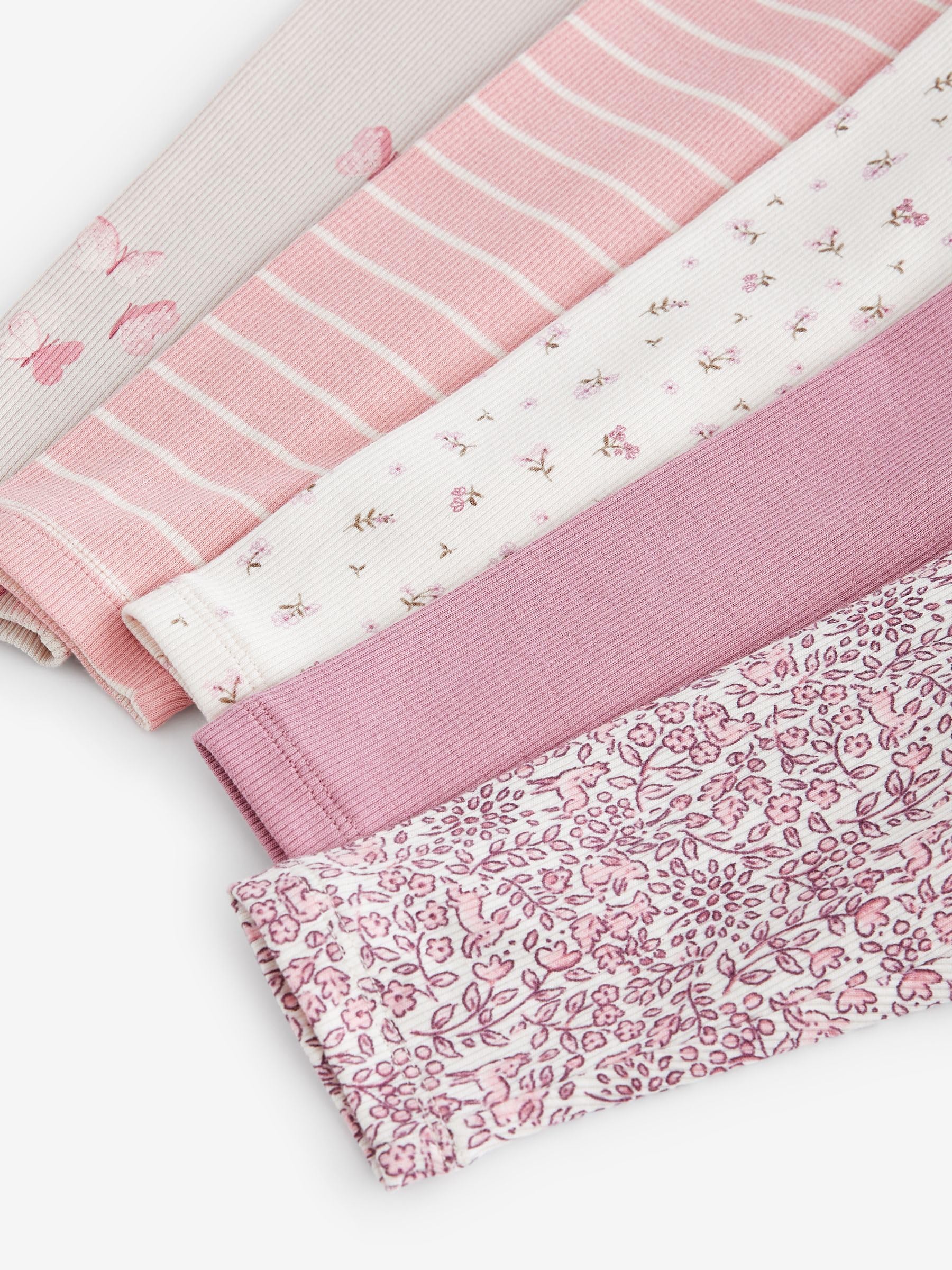 NEXT Niñas Pack de 5 Leggings Acanalados