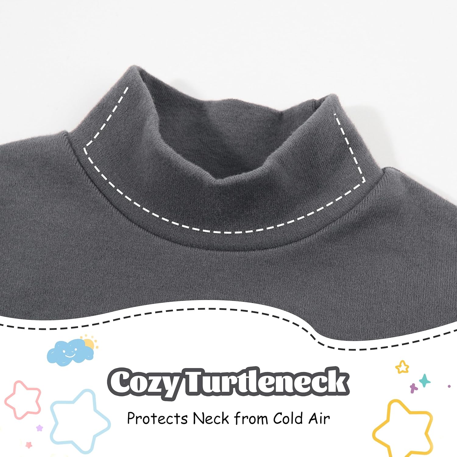 Volunboy Baby Boys Girls Turtleneck Long Sleeve Shirts Cotton Unisex Mock Neck Thermal Pullover Solid Color Warm Tops - Image 5