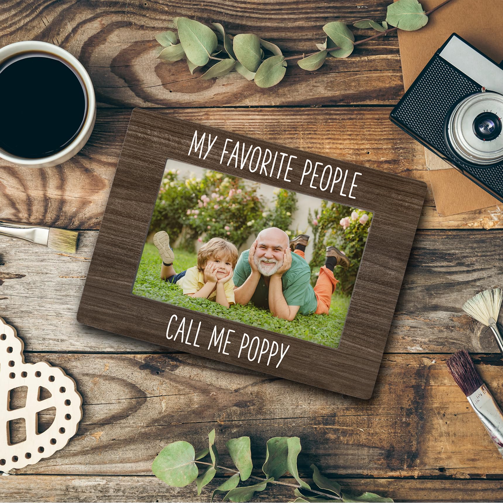 Poppy 4x6 Picture Frame, Grandfather Gifts, Grandpa Photo Frame, Grandkids Photo Frame, Gifts for Grandpa from Grandkids, My Favorite People Call Me Poppy Picture Frame for Desk Decor