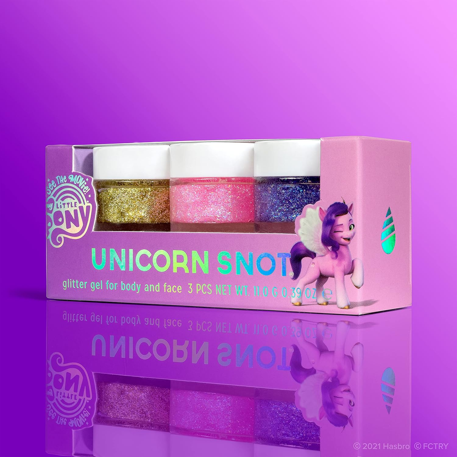 My Little Pony Mini Glitter Gel Set - Unicorn Snot Holographic Shimmer for Face, Body & Hair - Pipp Petals Limited-Edition- Vegan & Cruelty Free - Kids Ages 8+ | .39oz (3-Pack Gold/Pink/Purple) : Beauty & Personal Care