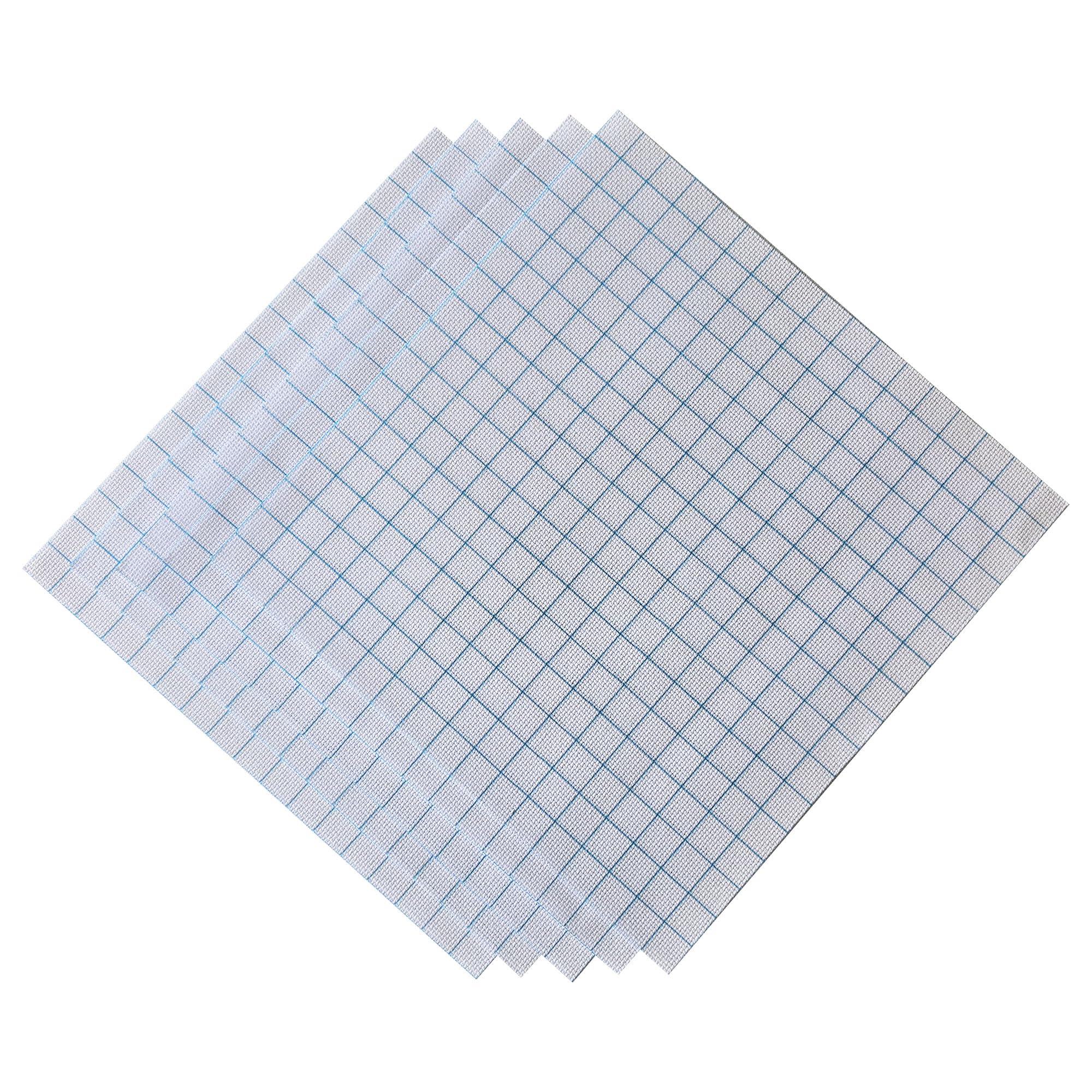 Pre-Cut 14 Count Easy Count Aida with Washable Grid Lines Cross Stitch Fabric Pack, 11.8x11.8inches, Set of 5pieces