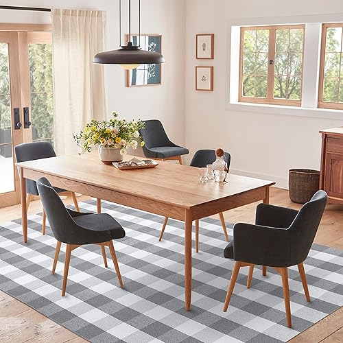 Miniatura 524 de IOHOUZE - Tapete a cuadros estilo búfalo de 5 x 8 pies para interiores y exteriores, lavable, para sala, tapete de bienvenida primavera-verano