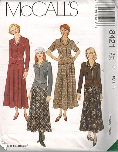 Miniatura 1 de 8421 McCalls Patrón de costura sin cortar Misses Lined Chaqueta Bias Falda 8 10 12