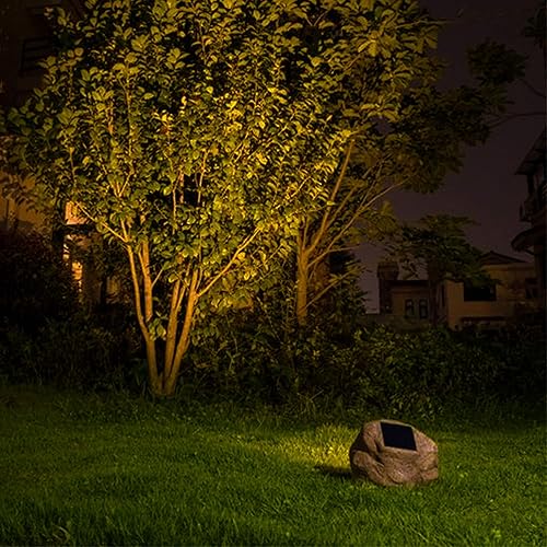 Miniatura 7 de Paquete de 4 luces solares de roca LED, impermeables, luces de piedra de jardín, focos de paisajismo al aire libre, patio, camino, entrada..