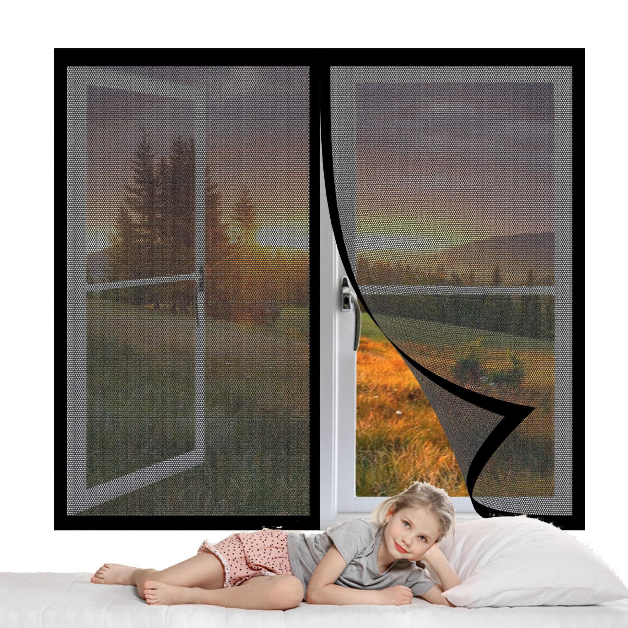 Liuyanyan Black Fly Screen Mosquito Net For Window 117 X 96 Cm Mosquito Net For Windows Without Drilling Lets Fresh Air In For All Kinds Of Window Door,