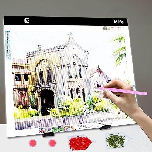 Miniatura 4 de Mlife Almohadilla de luz LED A2 para kits de pintura de diamantes, tablero de luz de pintura de diamante, tablero de luz de seguimiento alimentado