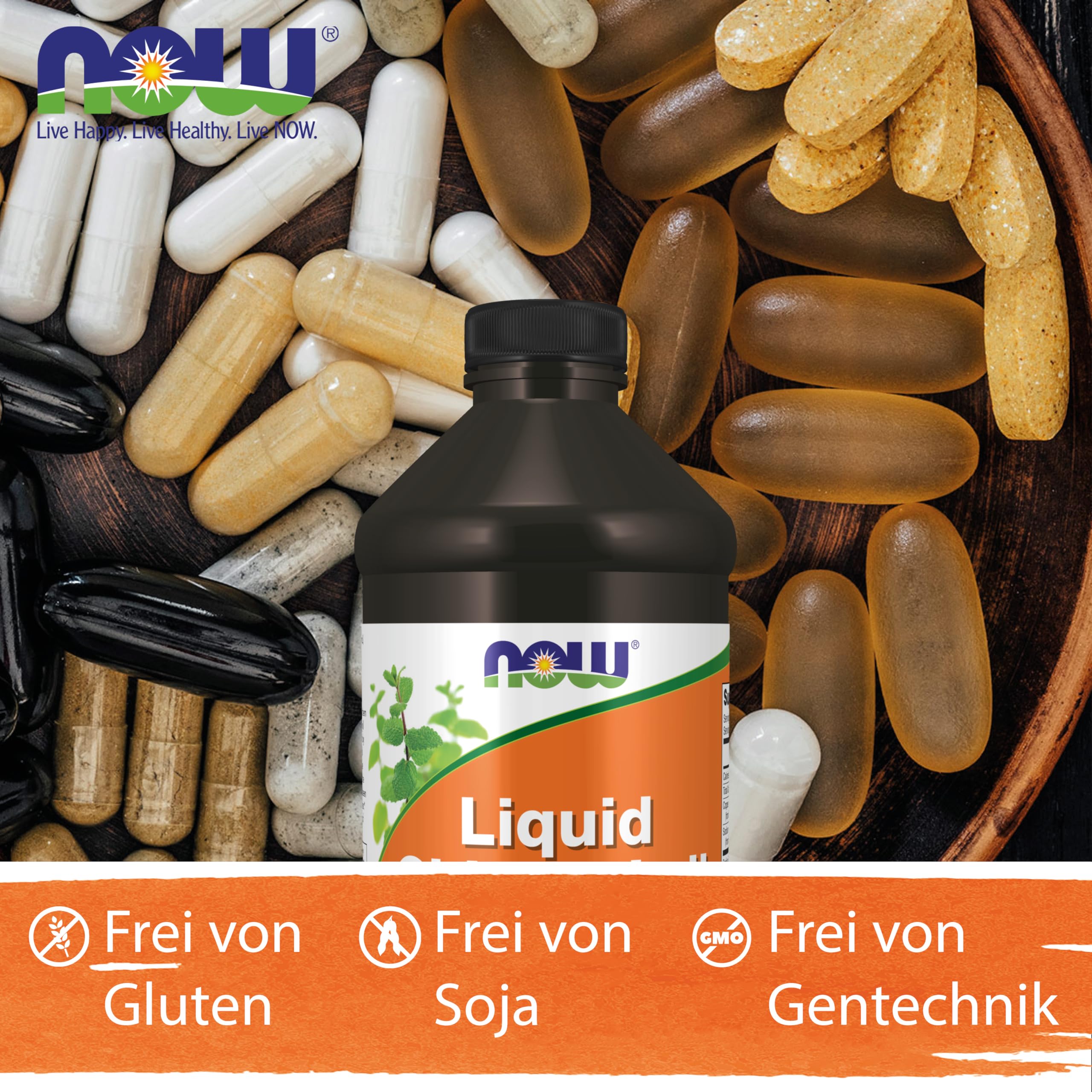 Now Foods, Liquid Chlorophyll, Minz-Geschmack, 473ml veganes flüssiges Chlorophyll, Laborgeprüft, Glutenfrei, Sojafrei, Vegetarisch