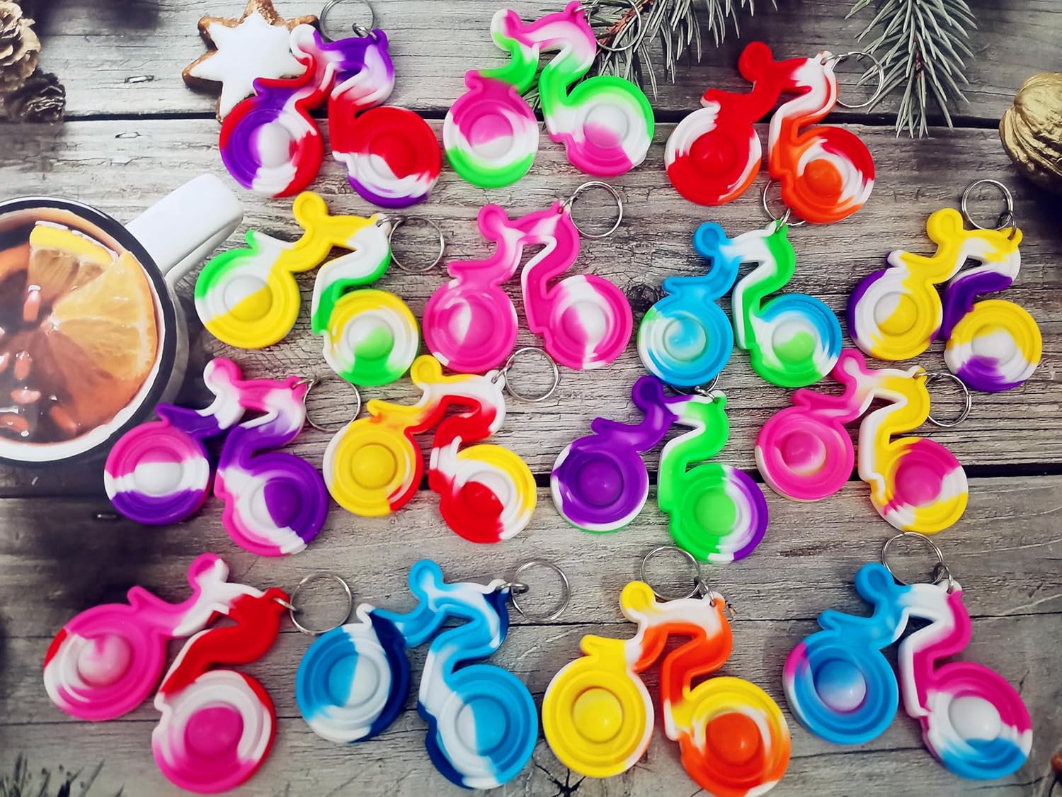 24 Packs Bulk Mini Pop Fidget Sensory Push Party Favors,Sport Bicycle Shapes Classroom Prize Gifts