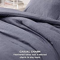 Vista 21 de Bedsure - Juego de edredón tamaño matrimonial de 3 piezas, teñido catiónico azul marino, ropa de cama para todo el año, 1 edredón de 82 x 86