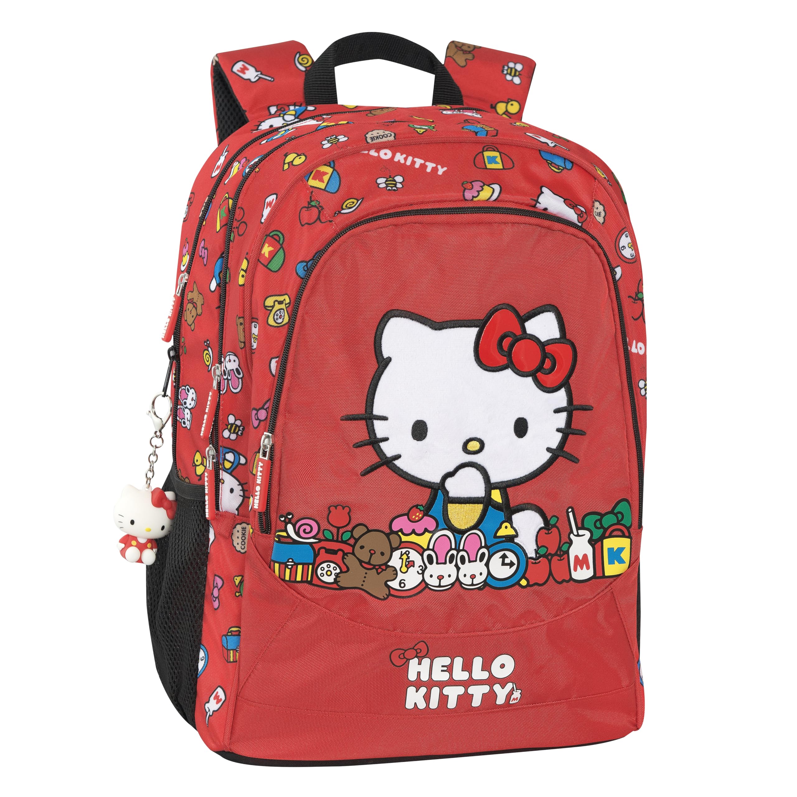 HELLO KITTY - Zaino Scuola Trolley Ufficiale Hello Kitty, Maniglia Regolabile, Trolley Staccabile, Ruote Sostituibili, Spallacci Imbottiti e Regolabili, 2 Scomparti Principali, Tasca Frontale