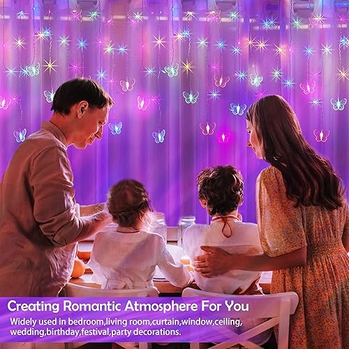 Miniatura 2 de 120 luces LED de mariposa con enchufe USB, 8 modos de 20 pies, alambre de cobre de 20 pies, luciérnaga, tira de luces parpadeantes con
