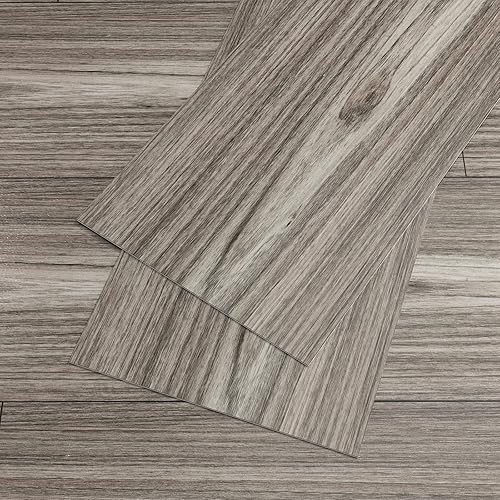 VEELIKE Suelo de tablones de vinilo de madera gris claro de 6 x 36 pulgadas, azulejos de madera impermeables para despegar y pegar, paquete de 36,