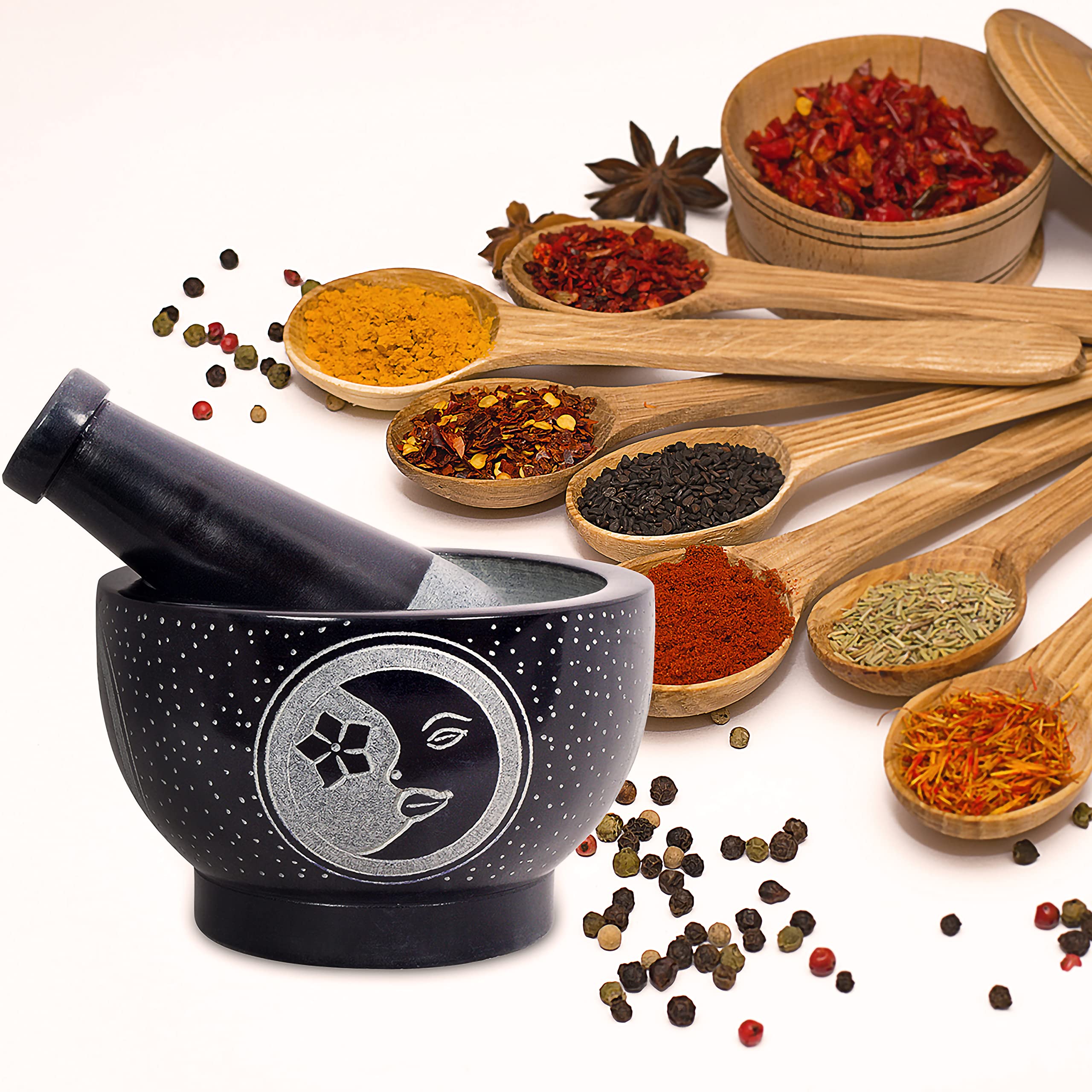 Divit Shilp Mortar and Pestle, Made of Heavy Duty Polished Hard Stone, Natural Stone Grinder for Spices Pastes, Herbs - Image 4