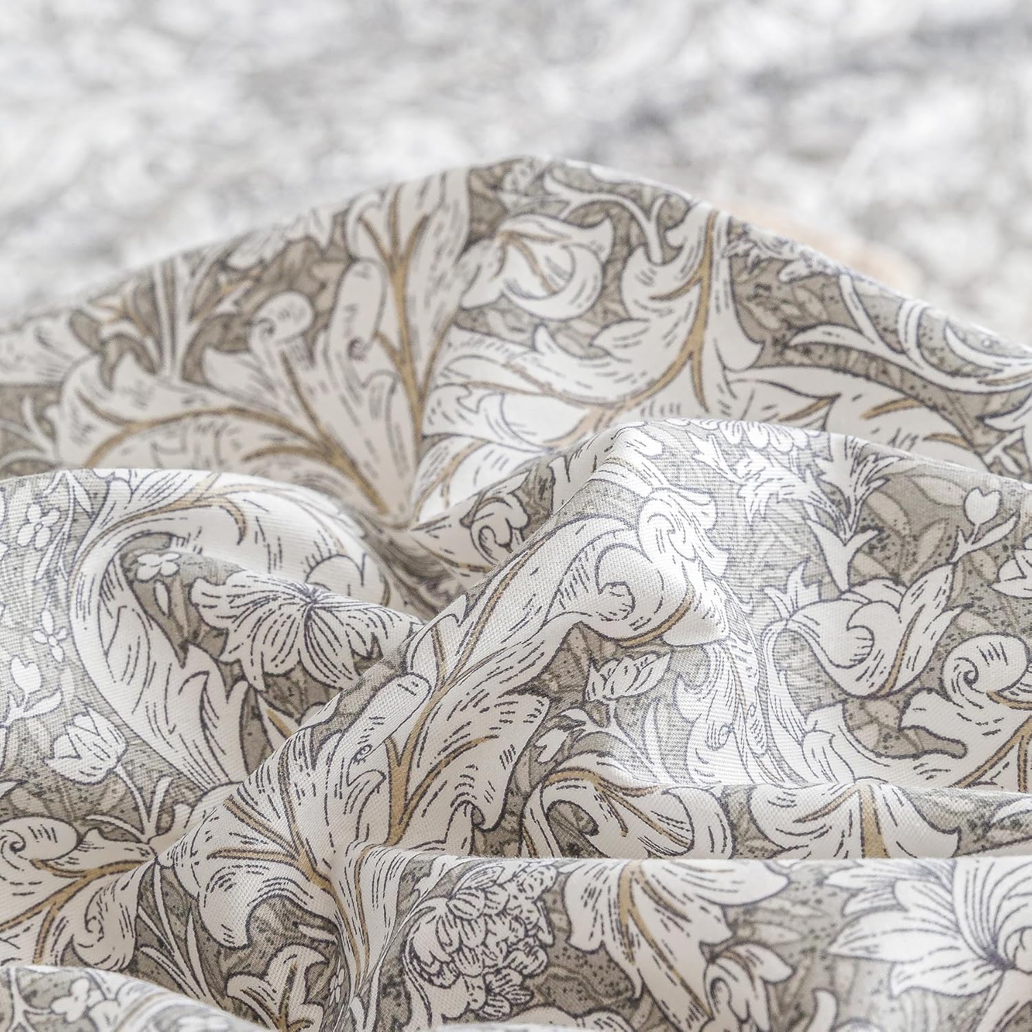 SUSYBAO Gray Paisley Duvet Cover Queen 100% Cotton 3 Pcs Set 1 Classical Boho Floral Duvet Cover with Zipper Ties 2 Pillowcases European Style Grey Bohemian Flower Bedding Set Soft - Image 3