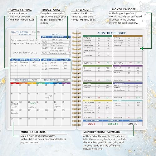 Miniatura 9 de Agenda de presupuesto, organizador mensual de finanzas, rastreo de gastos, libro de cuentas sin fecha, gestiona tu dinero en cualquier momento,