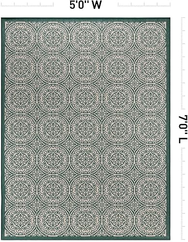 Miniatura 8 de Rugshop Capri - Alfombras de transición con textura de círculos florales de tejido plano, fácil limpieza, para exteriores, terraza, patio, patio