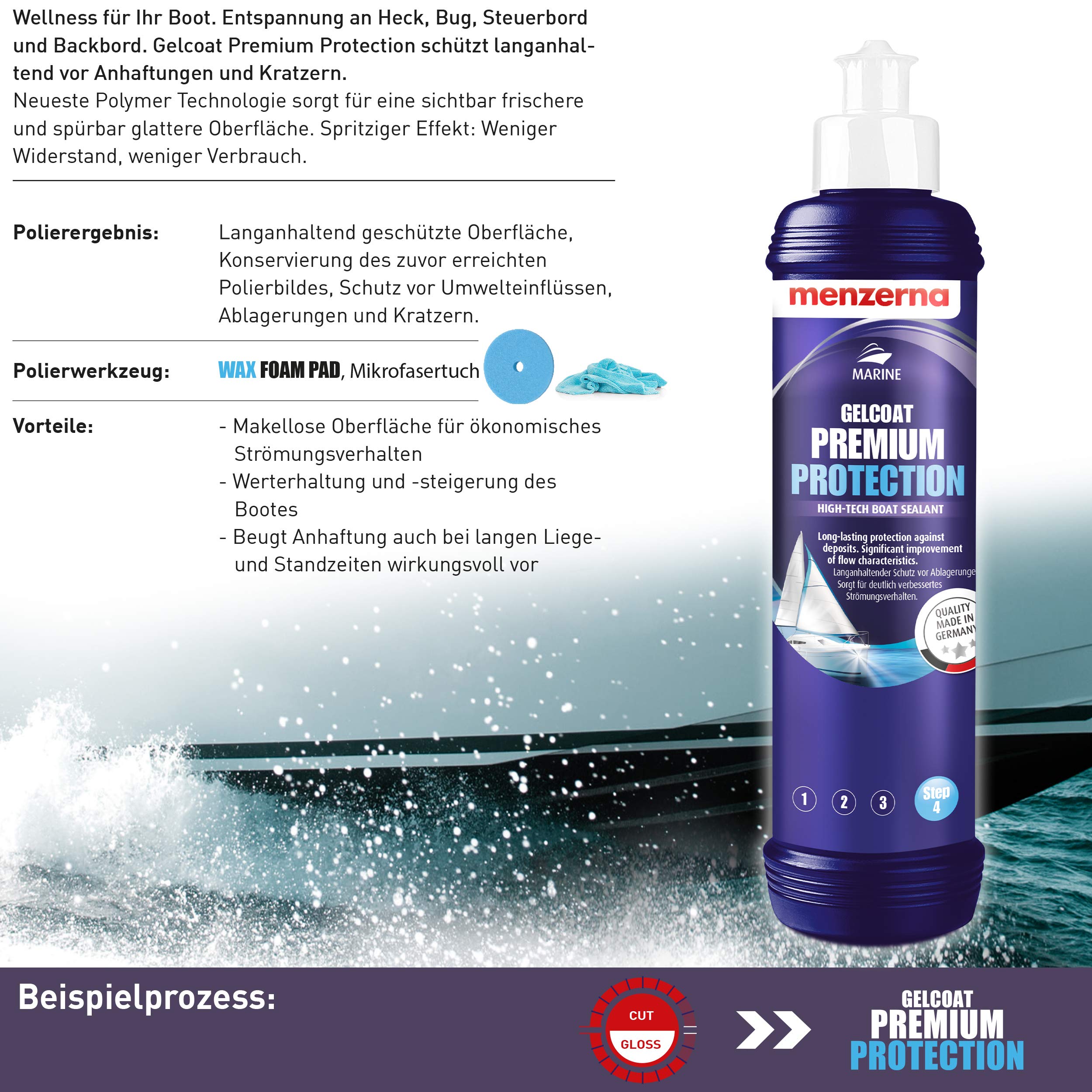 detailmate - Juego de abrillantadores Menzerna Premium Gelcoat Boots, 250 ml (One Step Polish + Gloss + Protect Set)