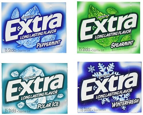 Extra Caja variada de chicles de menta sin azúcar, 18 unidades