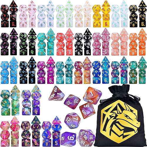 Juego de dados RPG de 30 x 7 dados poliédricos DND (210 piezas) con una bolsa grande con cordón para juegos de rol de mesa de Calabozos y Dragones