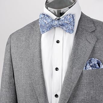 Alizeal Mens 2pcs Classic Floral Pattern Self-tied Bow Tie and Handkerchief Set