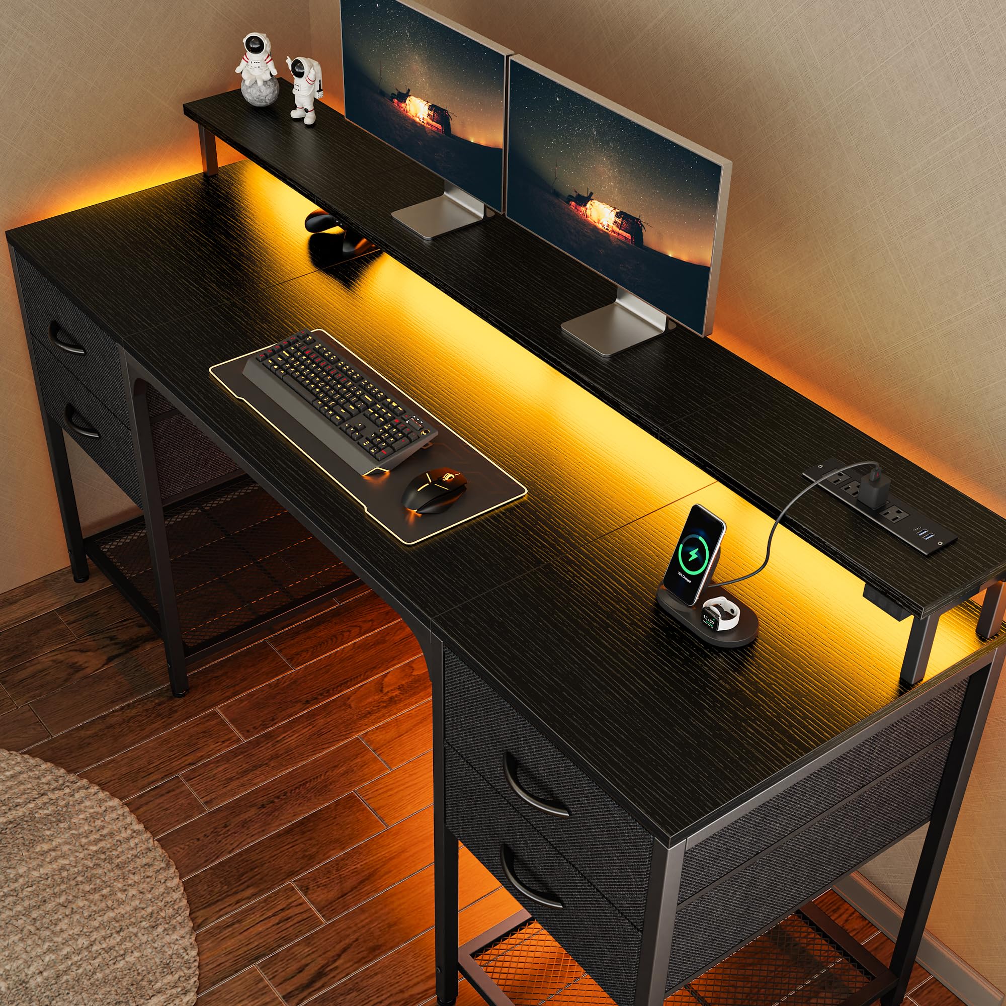 Huuger 63-inch Computer Desk with dimensions