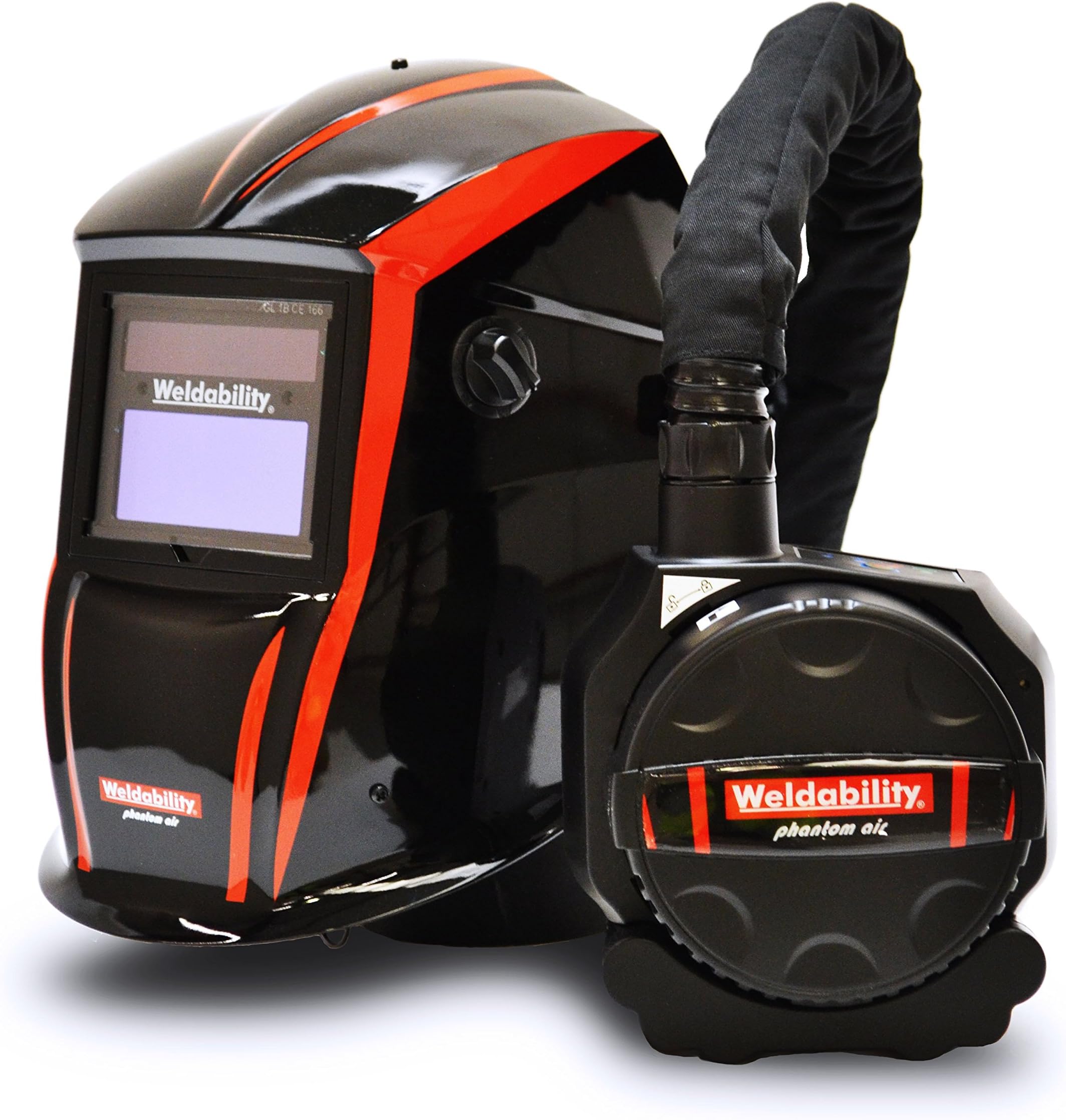 Weldability Phantom Air Auto Darkening Welding Shield Mask with Air Fed System - Shade 9-13 and Grind Mode