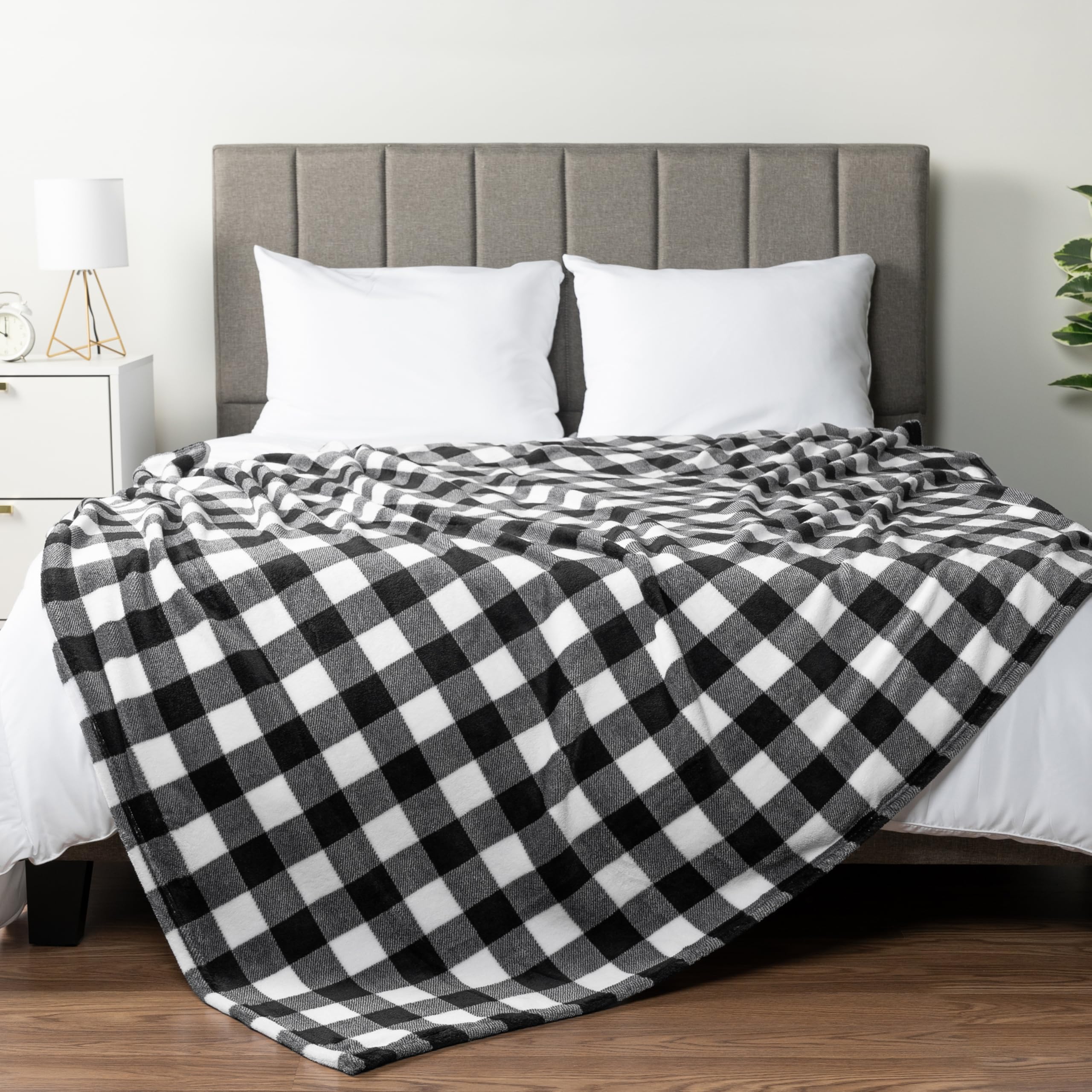 Coperta In Pile Touchat A Scacchi Bufalo - Bianco E Nero, 127x152 Cm - Morbida, Leggera, Per Divano, Letto, Esterno - Regalo Donna