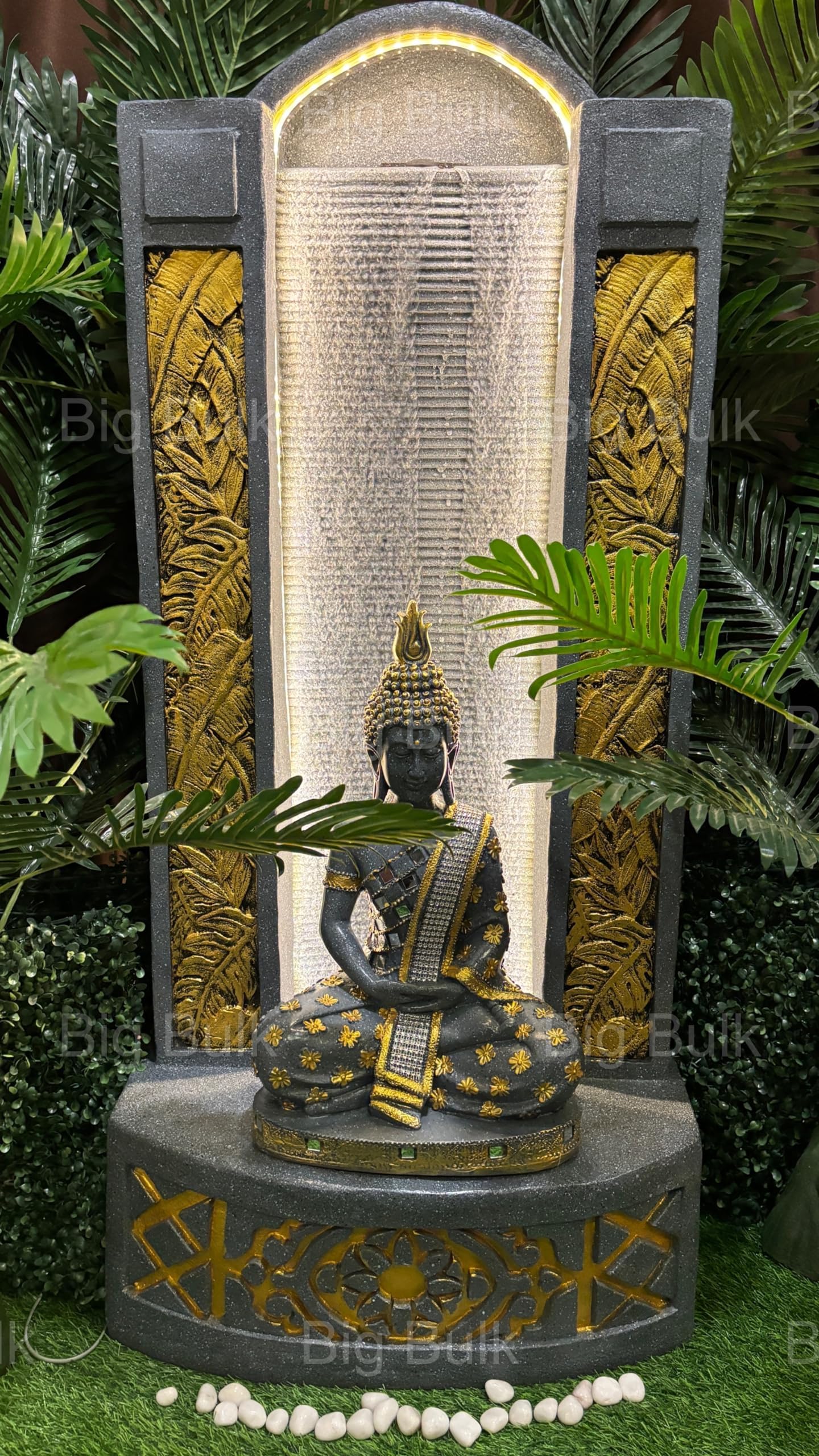Big Bulk Grey Big Slate Buddha Fountain for Living Room Home Decor Garden Decoration and Drawing Room Indoor Outdoor Home Decor (Big Size:125 cm X 56 cm X 35 cm)