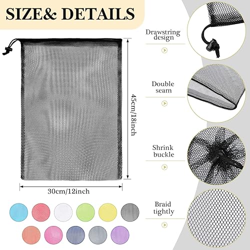 Miniatura 2 de 44 bolsas de malla con cordón de 13.78 x 15.75 pulgadas, bolsas de malla grandes con cordón de malla, bolsa de lavandería con cordón, bolsa de