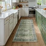 Fmfunctex 8x10 Washable Area Rug Neutral Beige Vintage Distressed Oriental Non Slip Low Pile Floral Rug Cream Traditional Soft Thin Retro Tapis Salon Indoor Carpet for Living Room Bedroom Dining Room