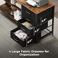 Vista 4 de AODK 61" L Shaped Desk with Drawer, Computer Desk with Power Outlets & LED Lights, Reversible Corner Gaming Desks for Home Office Workstation