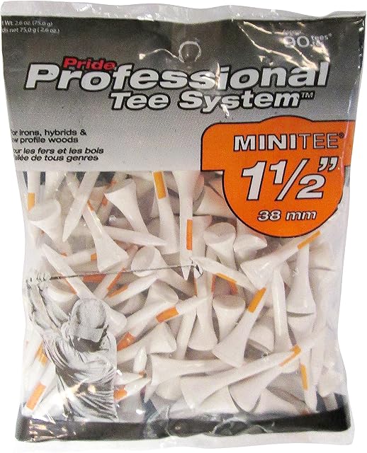 PTS Men's Wooden Pride Professional Tee System Mini Tee 1 2 Inch 90 Count White , ORANGE, 38 mm UK