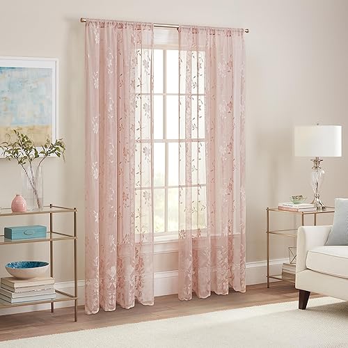 Miniatura 2 de Waverly Cortina ligera y elegante de encaje de Jerez con bolsillo para cortinero, cortina para ventana de cafetería, para sala de estar (1 panel),