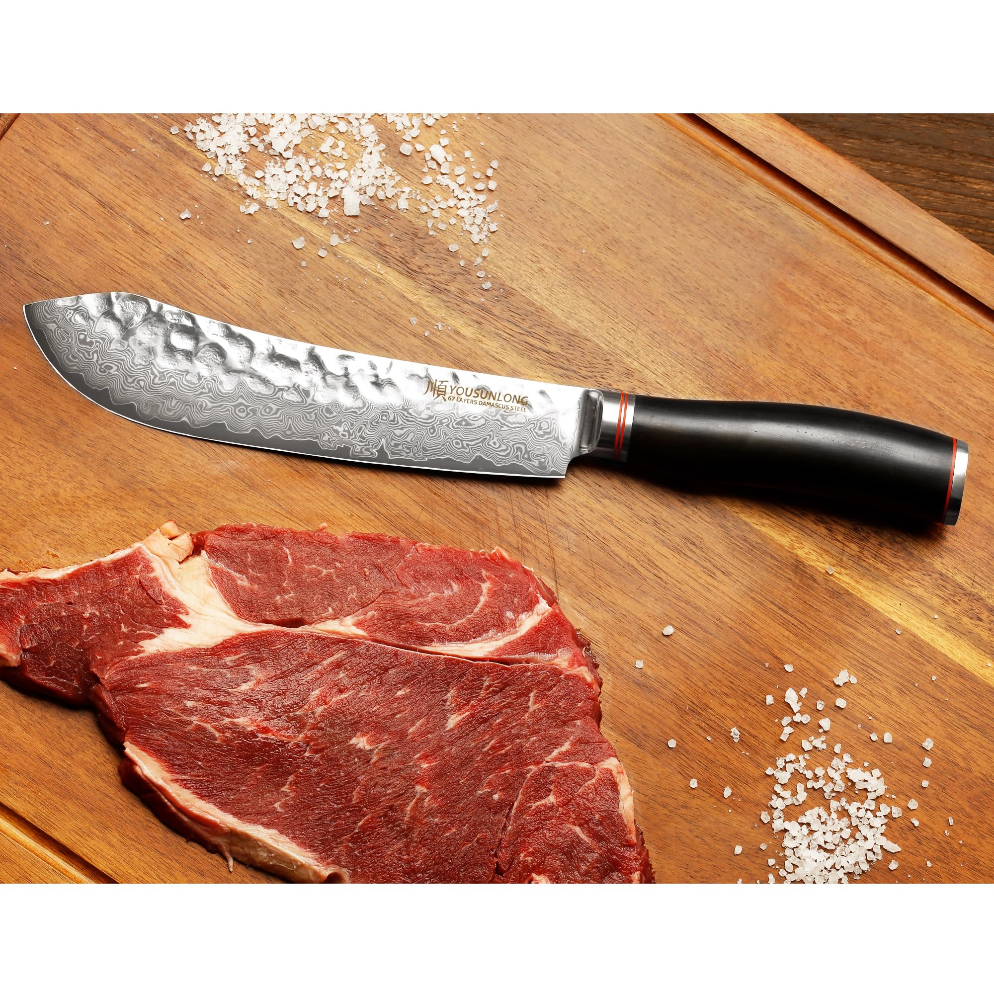 YOUSUNLONG 8" Bull Nose Breaking Knife - Damascus Meat Cutter — Amazon image 3