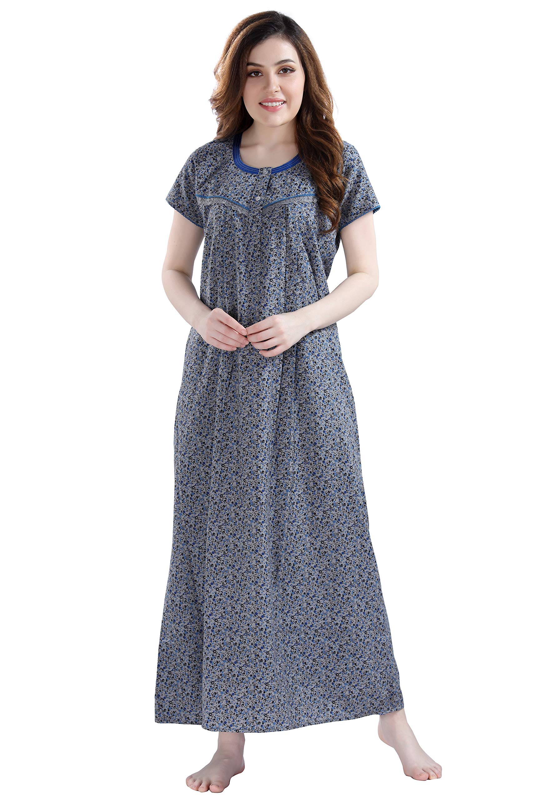 Women PolyCotton Printed Nightwear Nighty Maxi 7110-image-19