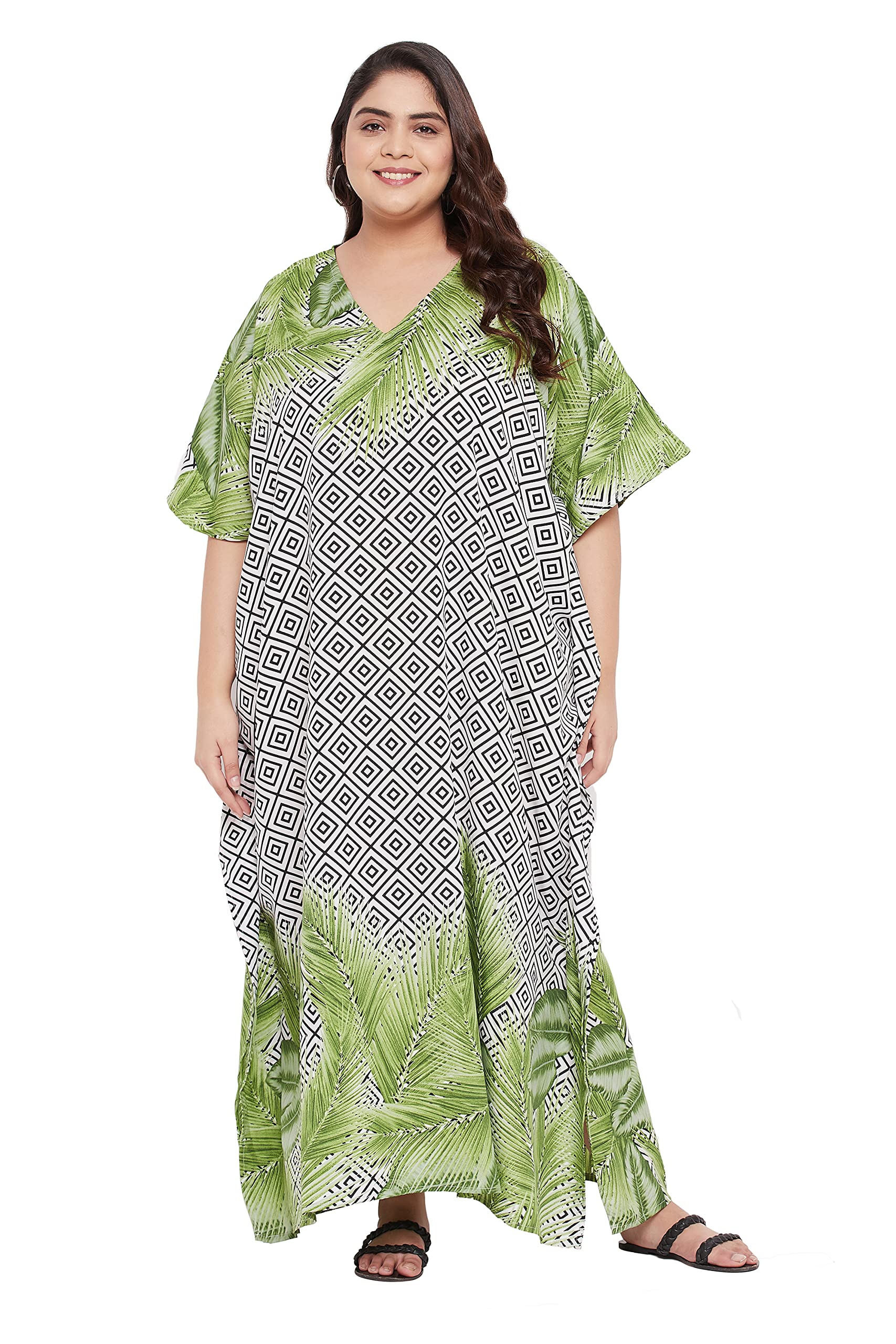 Gypsie Blu Women Plus Size Kaftan Dress Evening Swimsuit Cover Up Beach Long Maxi Dresses V-Neck Mumu for Summer Caftan