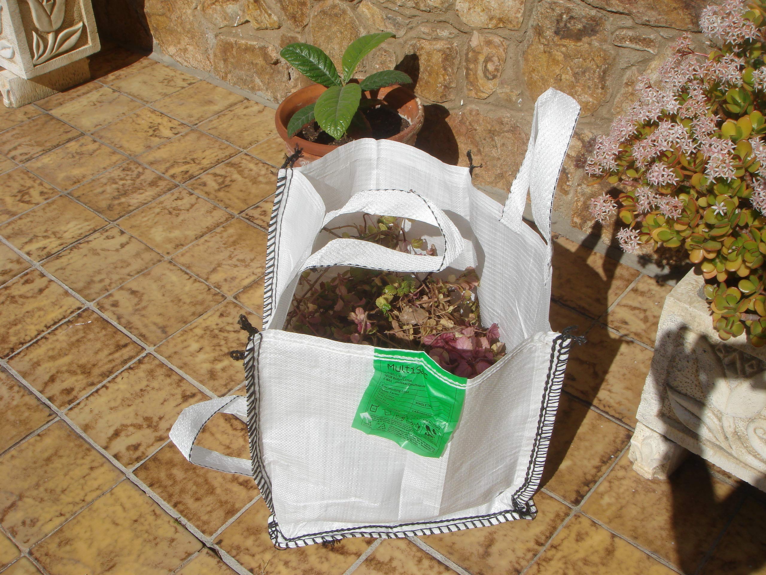 MULTISAC 10. Big Bag 45 x 45 x 45 cm. FIBC 100 kg con maniglia per facilitare lo scarico. Ideale per la gestione di detriti e giardinaggio.